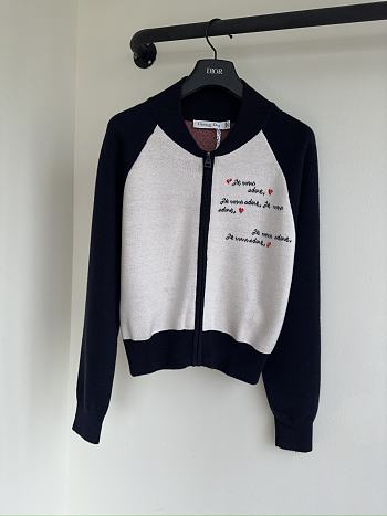 Bagsaaa Dioramour Bomber Jacket White Technical Knit with Black and Red Je Vous Adore Motif