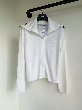 Bagsaaa Dioriviera Cropped Jacket with Stand Collar White Technical Knit