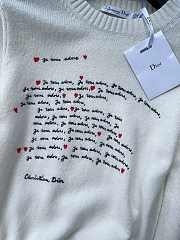 Bagsaaa Dioramour Embroidered Sweater White Cashmere Knit with Black and Red Je Vous Adore Motif - 2