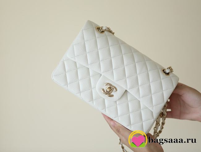 Bagsaaa Chanel Small Flap Bag White Caviar & Light Gold Hardware - 23cm - 1