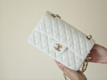 Bagsaaa Chanel Small Flap Bag White Caviar & Light Gold Hardware - 23cm