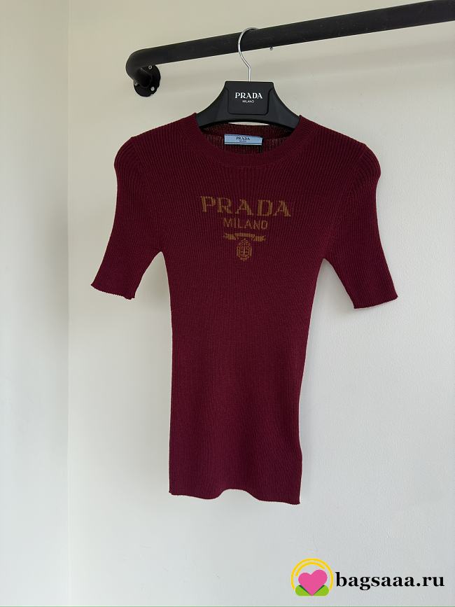 Bagsaaa Prada Silk Crew-neck Sweater With Logo Red - 1