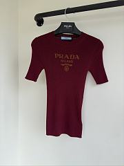 Bagsaaa Prada Silk Crew-neck Sweater With Logo Red - 1