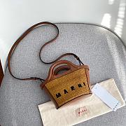 Bagsaaa Marni Tropicalia Micro Bag in brown leather and raffia-effect fabric - 1