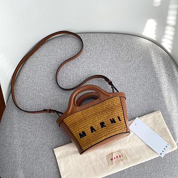 Bagsaaa Marni Tropicalia Micro Bag in brown leather and raffia-effect fabric