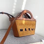 Bagsaaa Marni Tropicalia Micro Bag in brown leather and raffia-effect fabric - 5