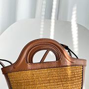 Bagsaaa Marni Tropicalia Micro Bag in brown leather and raffia-effect fabric - 4