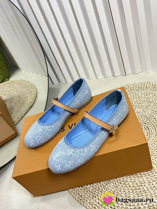 Bagsaaa Louis Vuitton Romy Flat Ballerina Light Blue - 1