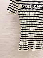 Bagsaaa Dioriviera Short-Sleeved Sweater White and Black Cotton Ribbed Knit with Dior Marinière Motif - 5