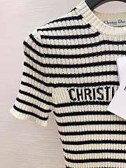 Bagsaaa Dioriviera Short-Sleeved Sweater White and Black Cotton Ribbed Knit with Dior Marinière Motif - 3