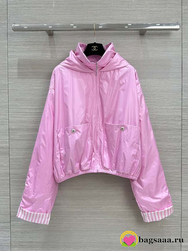 Bagsaaa Chanel Stripes Plain Logo Jackets Pink - 1