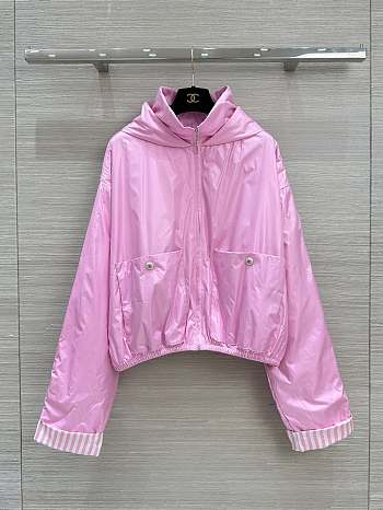 Bagsaaa Chanel Stripes Plain Logo Jackets Pink