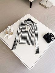 Bagsaaa Dioriviera Sweater White and Navy Blue Cotton Ribbed Knit with Dior Marinière Motif - 5