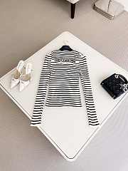 Bagsaaa Dioriviera Sweater White and Navy Blue Cotton Ribbed Knit with Dior Marinière Motif - 2