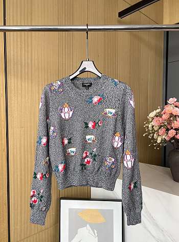 Bagsaaa Chanel Sweater Cashmere Dark Gray & Multicolour P77550