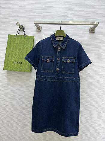 Bagsaaa Gucci Organic Denim Dress 776564