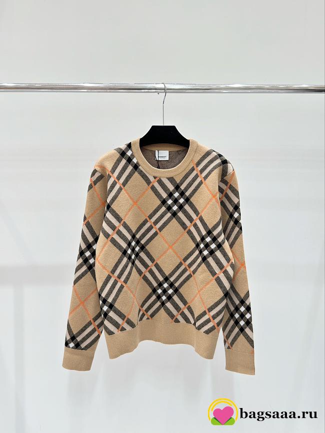 Bagsaaa Burberry Check Wool Blend Sweater Beige - 1