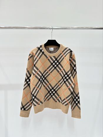 Bagsaaa Burberry Check Wool Blend Sweater Beige