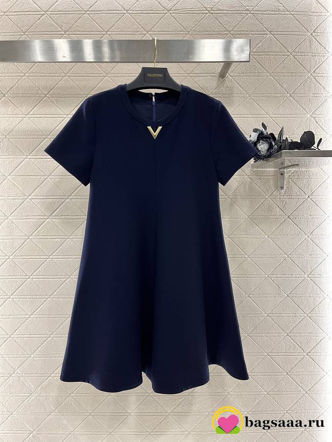 Bagsaaa Valentino Structured Couture Short Dress Navy Blue - 1