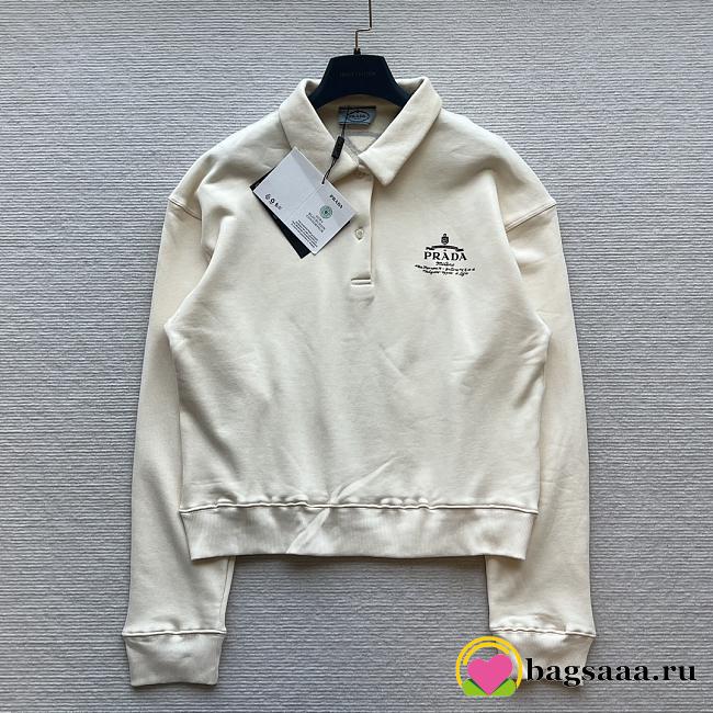 Bagsaaa Prada Cotton Fleece Polo Shirt Cream - 1