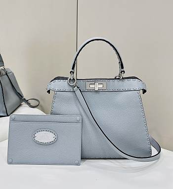 Bagsaaa Fendi Peekaboo ISeeU Medium Light blue Selleria Bag 33,5x13x25,5 cm