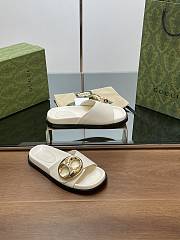 Bagsaaa Women's Gucci Marina Chain Slide Sandal White Leather 794176 - 4