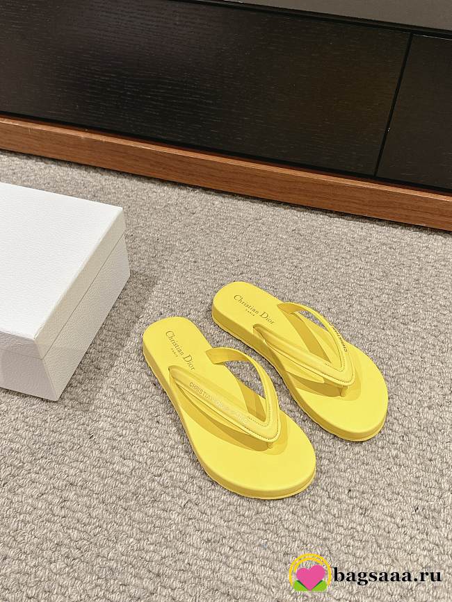 Bagsaaa Dioriviera Diorsea Thong Sandal Lemon Yellow Leather-Effect Fabric - 1