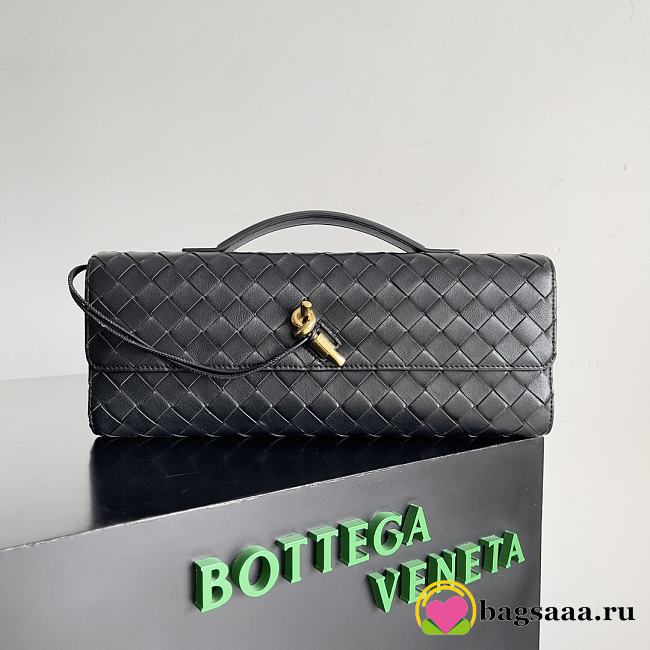 Bagsaaa Bottega Veneta Long Clutch Andiamo With Handle Black - 31*13*3cm - 1