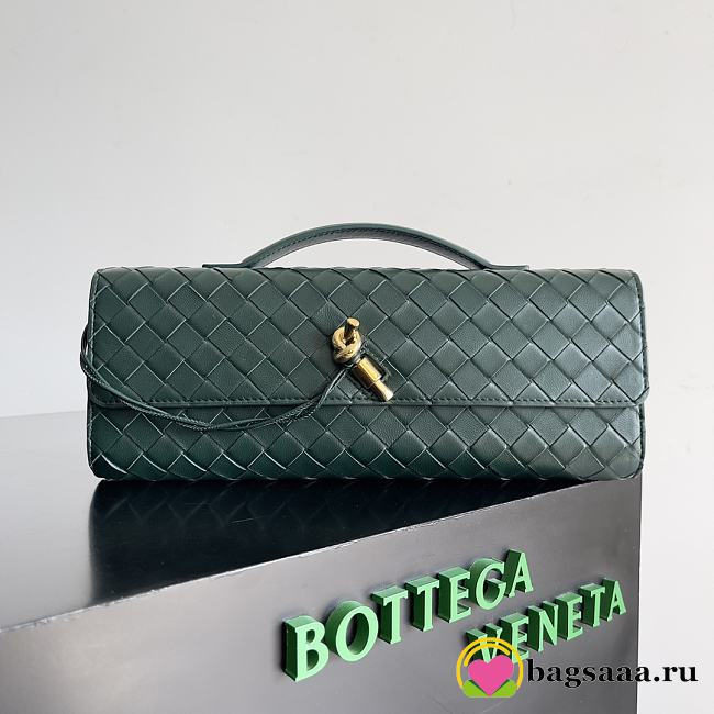 Bagsaaa Bottega Veneta Long Clutch Andiamo With Handle Green - 31*13*3cm - 1