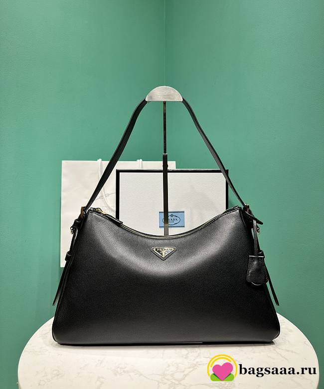 Bagsaaa Prada Aimèe Large Leather Shoulder Bag Black - 39x23x12 cm - 1