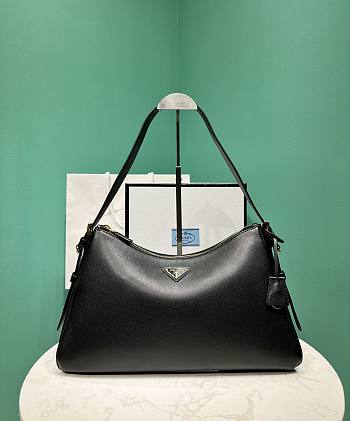 Bagsaaa Prada Aimèe Large Leather Shoulder Bag Black - 39x23x12 cm