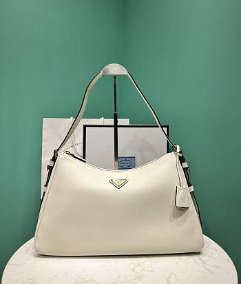 Bagsaaa Prada Aimèe Large Leather Shoulder Bag White - 39x23x12 cm