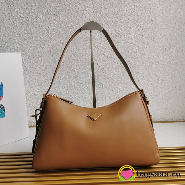 Bagsaaa Prada Aimèe Large Leather Shoulder Bag Brown - 39x23x12 cm - 1