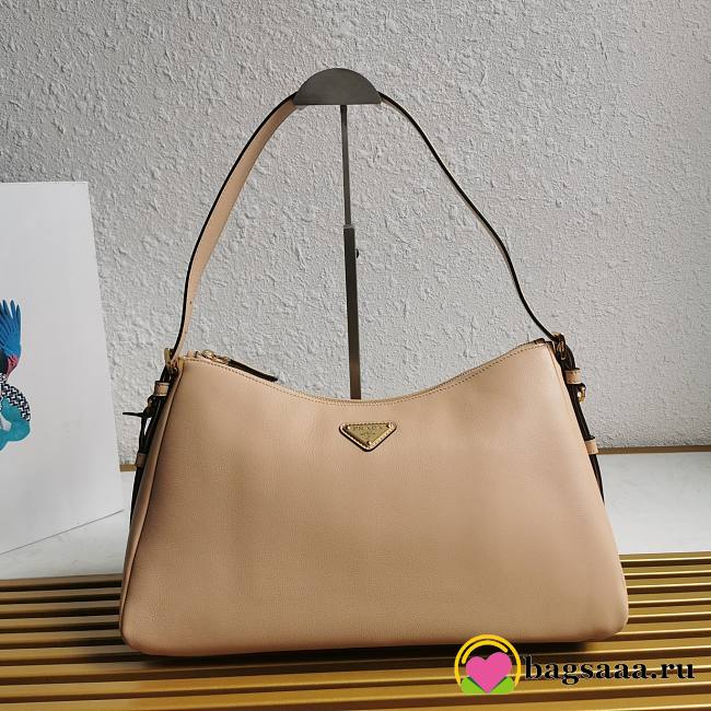 Bagsaaa Prada Aimèe Large Leather Shoulder Bag Beige - 39x23x12 cm - 1