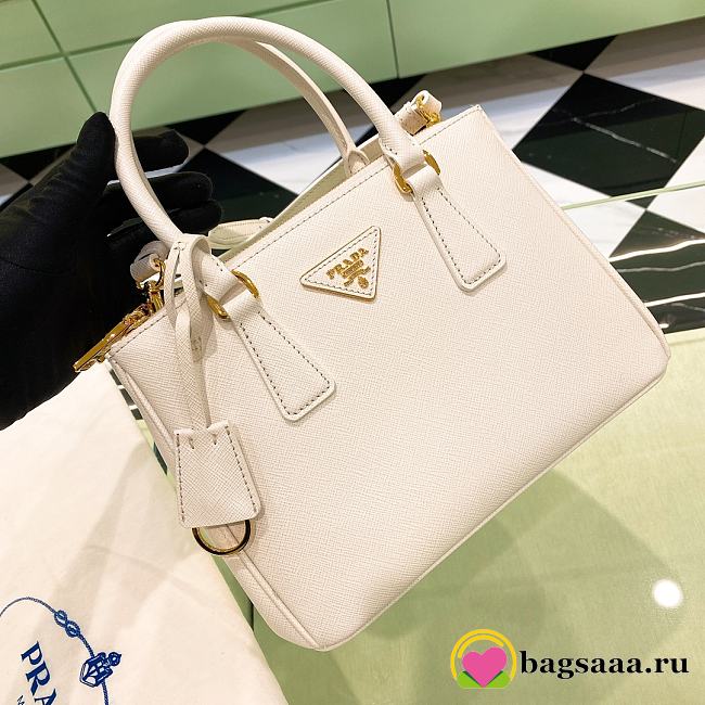 Bagsaaa Small Prada Galleria Saffiano Leather Bag White - 24.5x16.5x11 cm - 1