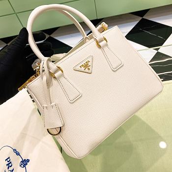 Bagsaaa Small Prada Galleria Saffiano Leather Bag White - 24.5x16.5x11 cm