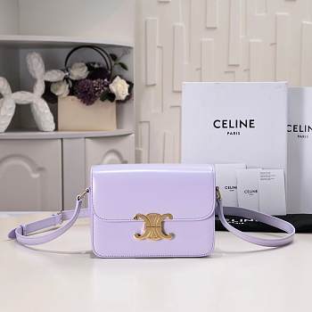 Bagsaaa Celine Teen Triomphe Bag In Shiny Calfskin Light Purple - 18.5 X 13.5 X 7 CM