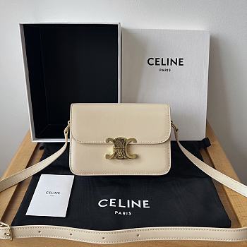 Bagsaaa Celine Teen Triomphe Bag In Shiny Calfskin Beige - 18.5 X 13.5 X 7 CM