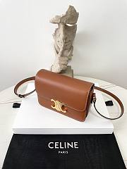 Bagsaaa Celine Teen Triomphe Bag In Shiny Calfskin Brown - 18.5 X 13.5 X 7 CM - 2