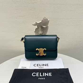 Bagsaaa Celine Teen Triomphe Bag In Shiny Calfskin Amazone Green - 18.5 X 13.5 X 7 CM