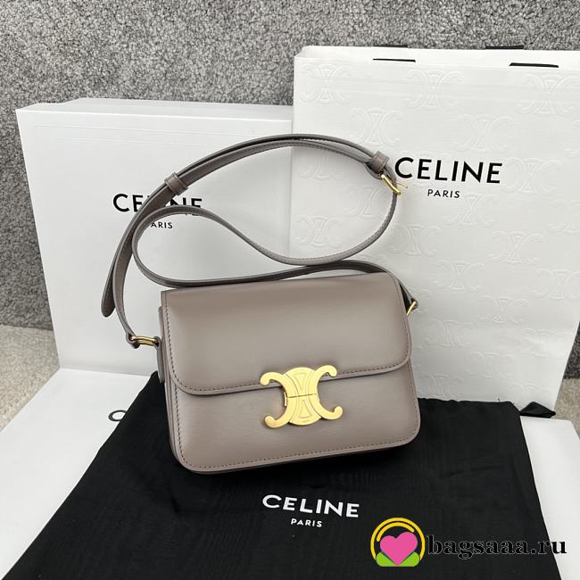 Bagsaaa Celine Teen Triomphe Bag In Shiny Calfskin Gray - 18.5 X 13.5 X 7 CM - 1