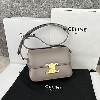 Bagsaaa Celine Teen Triomphe Bag In Shiny Calfskin Gray - 18.5 X 13.5 X 7 CM