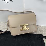 Bagsaaa Celine Teen Triomphe Bag In Shiny Calfskin Light Stone - 18.5 X 13.5 X 7 CM - 1