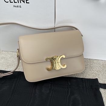 Bagsaaa Celine Teen Triomphe Bag In Shiny Calfskin Light Stone - 18.5 X 13.5 X 7 CM