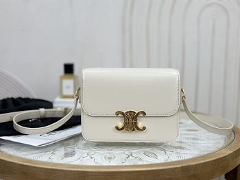 Bagsaaa Celine Teen Triomphe Bag In Shiny Calfskin Vanilla - 18.5 X 13.5 X 7 CM