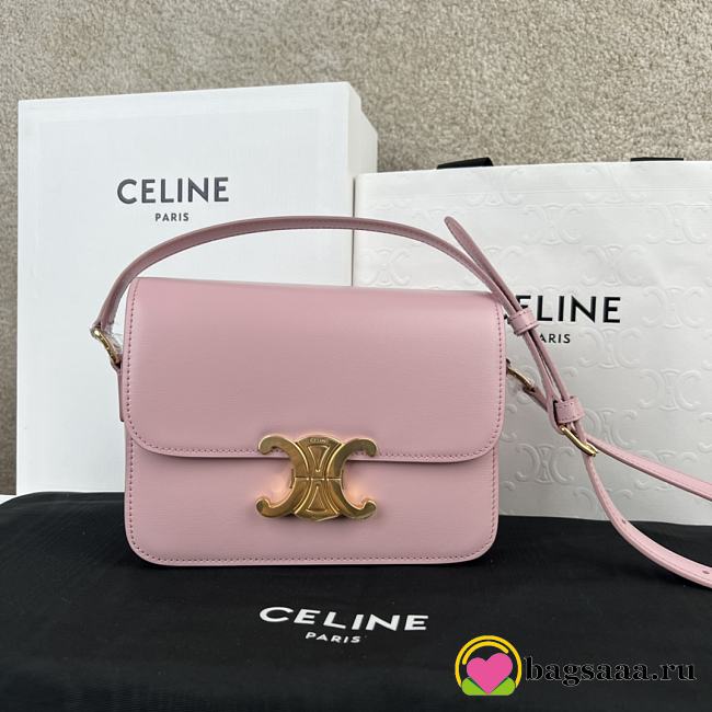 Bagsaaa Celine Teen Triomphe Bag In Shiny Calfskin Pink - 18.5 X 13.5 X 7 CM - 1