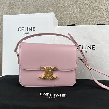 Bagsaaa Celine Teen Triomphe Bag In Shiny Calfskin Pink - 18.5 X 13.5 X 7 CM