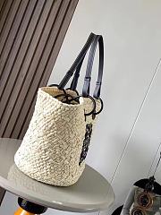 Bagsaaa Loewe Medium Anagram Basket Bag In Iraca Palm And Calfskin Black - 46X24.5X16 cm - 5