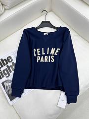 Bagsaaa Celine Paris Loose Sweatshirt In Cotton Fleece Navy - 1