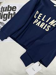 Bagsaaa Celine Paris Loose Sweatshirt In Cotton Fleece Navy - 4